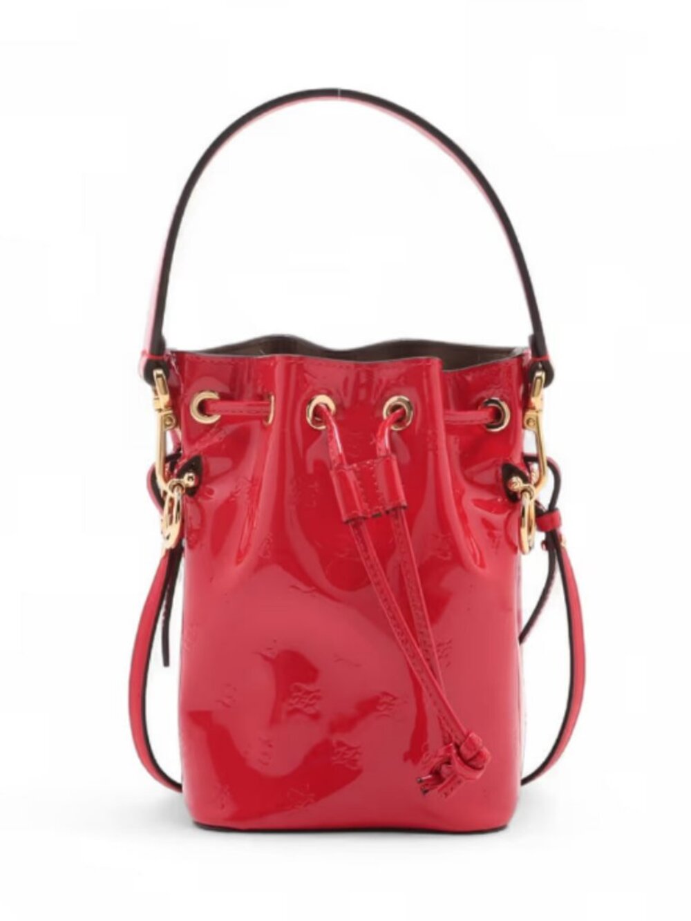 Fendi Mon Tresor Mini Patent Leather Two-Way Shoulder Bag Red